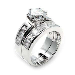 Sterling Silver Wedding Ring Sets